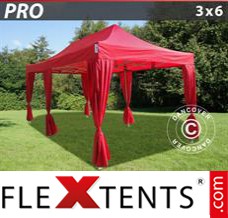 Reklamtält FleXtents PRO 3x6m Röd, inkl. 6 dekorativa gardiner